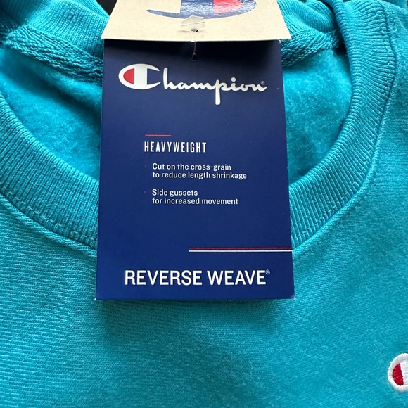 Champion Reverse Weave Fleece Turquoise Sweatershirt - Picture 10 of 12